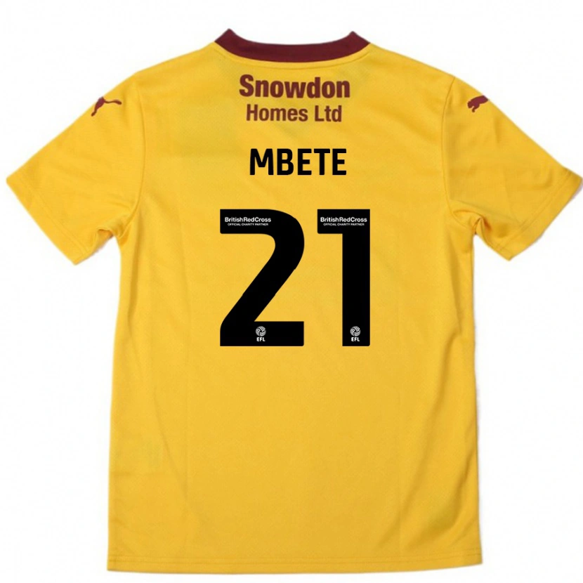 Danxen Enfant Maillot Luke Mbete #21 Orange Bordeaux Tenues Extérieur 2024/25 T-Shirt