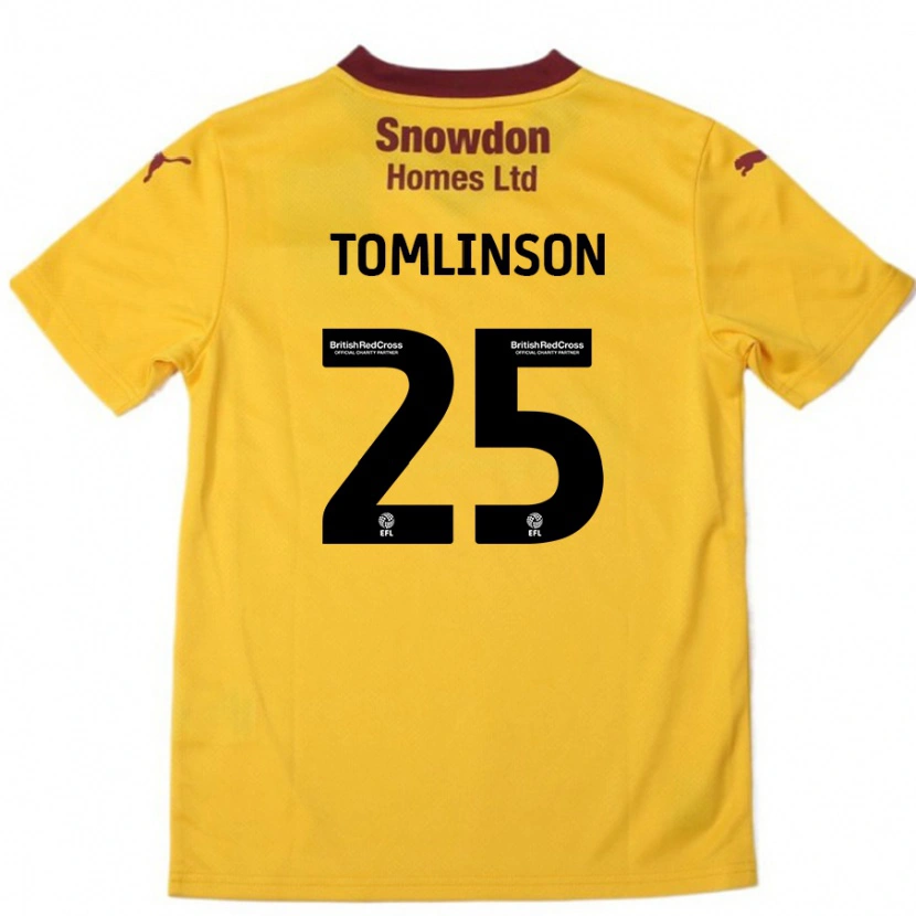 Danxen Enfant Maillot Josh Tomlinson #25 Orange Bordeaux Tenues Extérieur 2024/25 T-Shirt