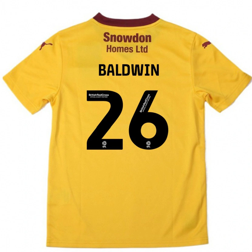 Danxen Enfant Maillot Jack Baldwin #26 Orange Bordeaux Tenues Extérieur 2024/25 T-Shirt