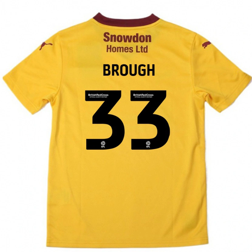 Danxen Enfant Maillot Patrick Brough #33 Orange Bordeaux Tenues Extérieur 2024/25 T-Shirt