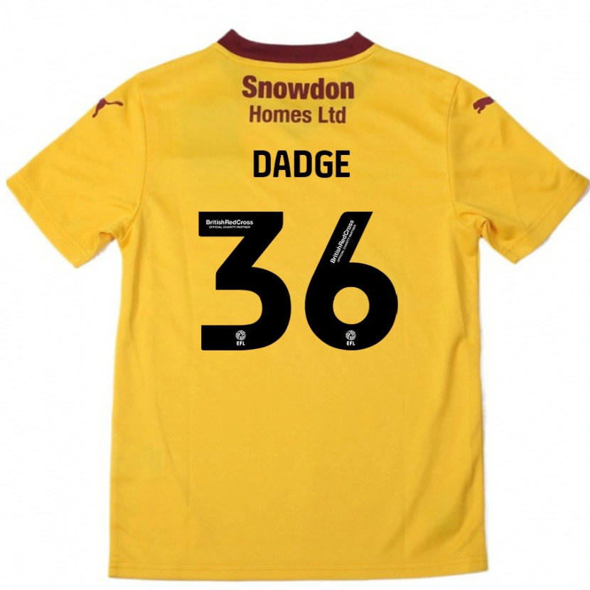 Danxen Enfant Maillot James Dadge #36 Orange Bordeaux Tenues Extérieur 2024/25 T-Shirt