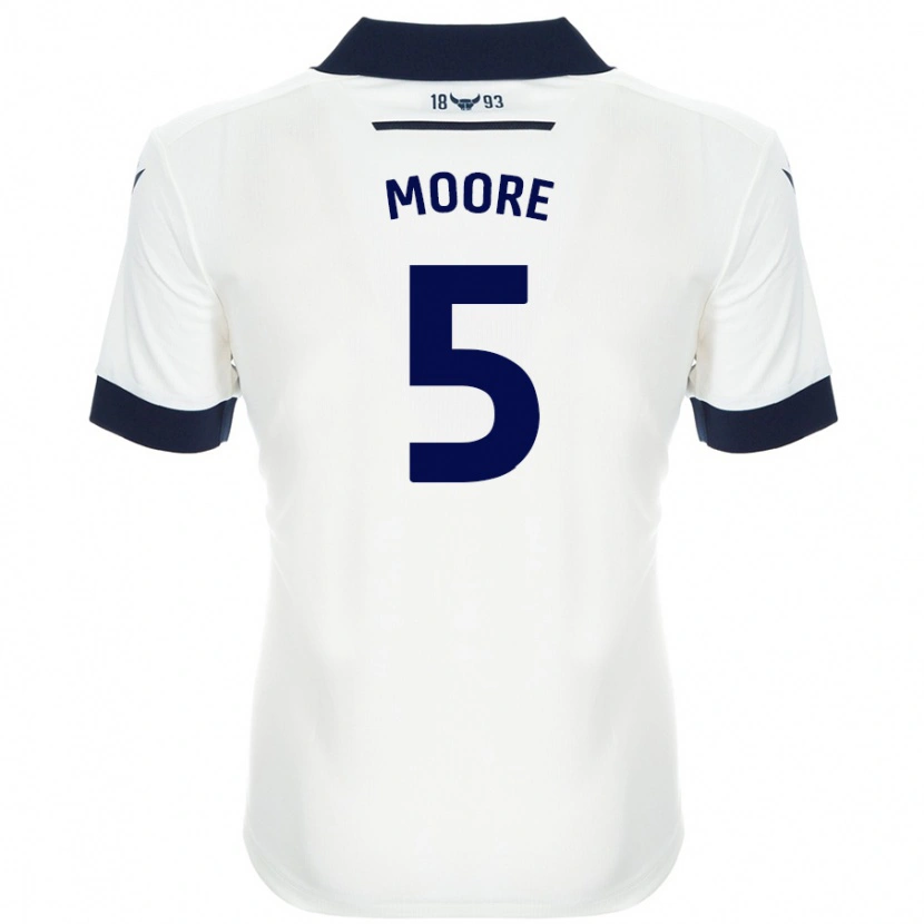 Danxen Enfant Maillot Elliott Moore #5 Blanc Bleu Marine Tenues Extérieur 2024/25 T-Shirt