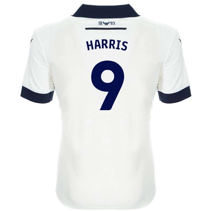 Danxen Enfant Maillot Mark Harris #9 Blanc Bleu Marine Tenues Extérieur 2024/25 T-Shirt