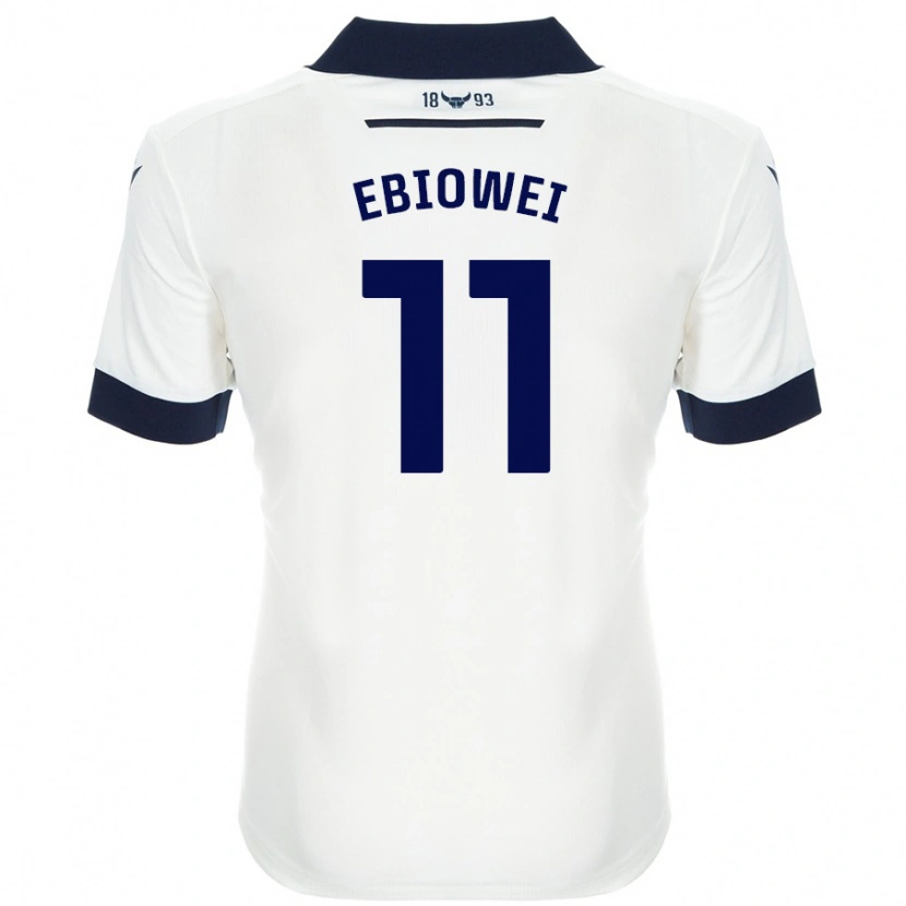 Danxen Enfant Maillot Malcolm Ebiowei #11 Blanc Bleu Marine Tenues Extérieur 2024/25 T-Shirt