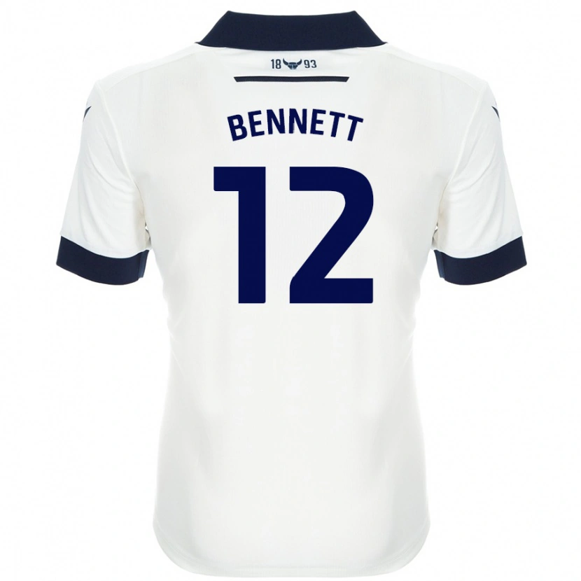 Danxen Enfant Maillot Joe Bennett #12 Blanc Bleu Marine Tenues Extérieur 2024/25 T-Shirt