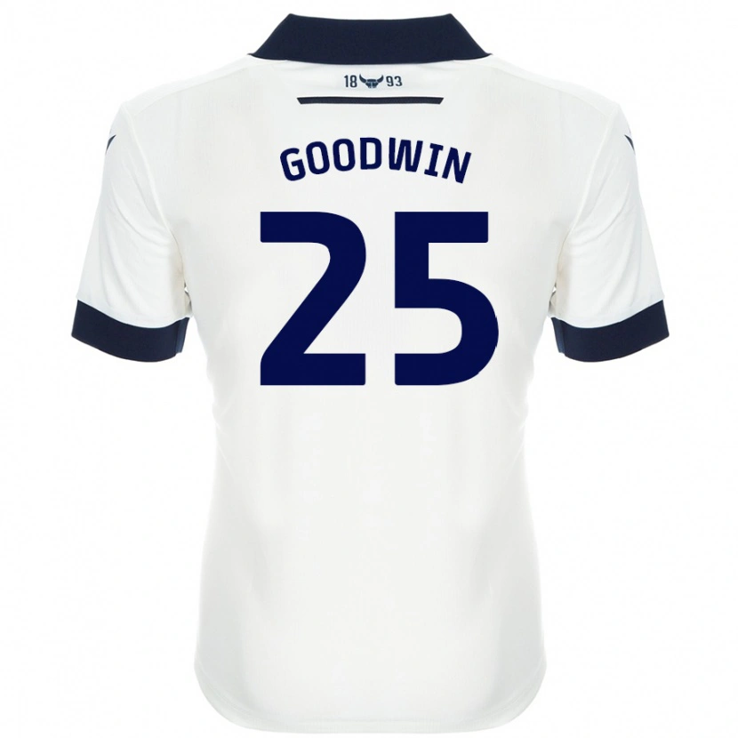 Danxen Enfant Maillot Will Goodwin #25 Blanc Bleu Marine Tenues Extérieur 2024/25 T-Shirt