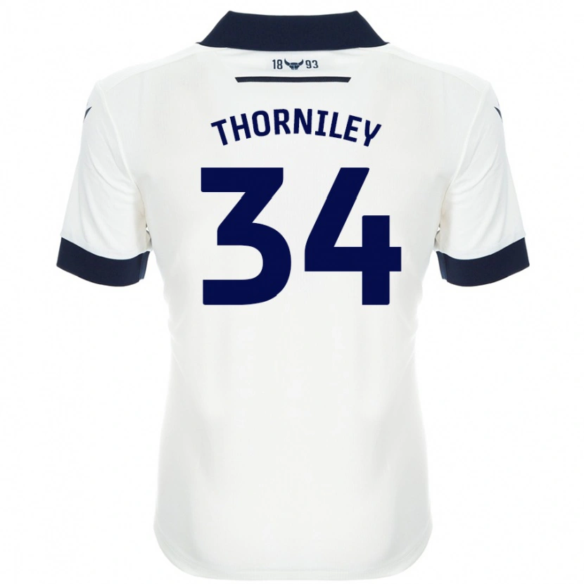 Danxen Enfant Maillot Jordan Thorniley #34 Blanc Bleu Marine Tenues Extérieur 2024/25 T-Shirt