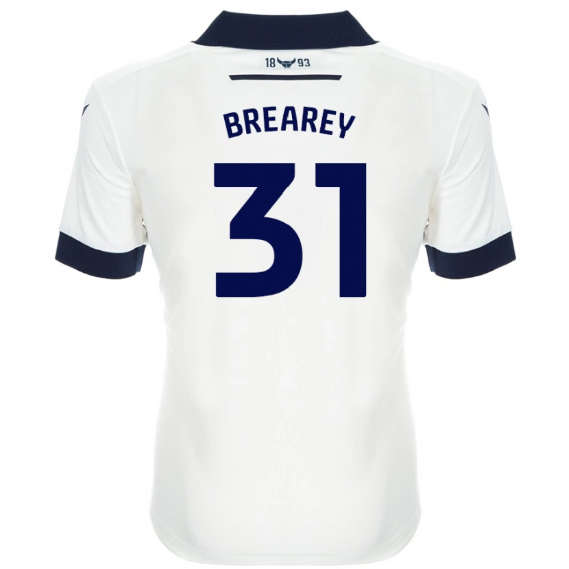 Danxen Enfant Maillot Eddie Brearey #31 Blanc Bleu Marine Tenues Extérieur 2024/25 T-Shirt