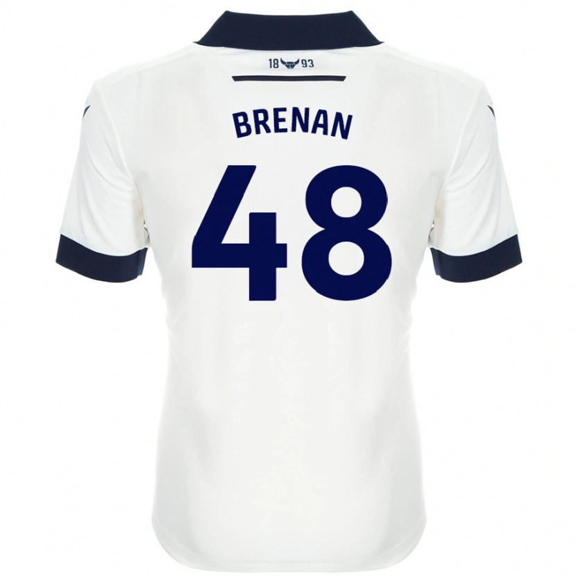 Danxen Enfant Maillot Tobias Brenan #48 Blanc Bleu Marine Tenues Extérieur 2024/25 T-Shirt