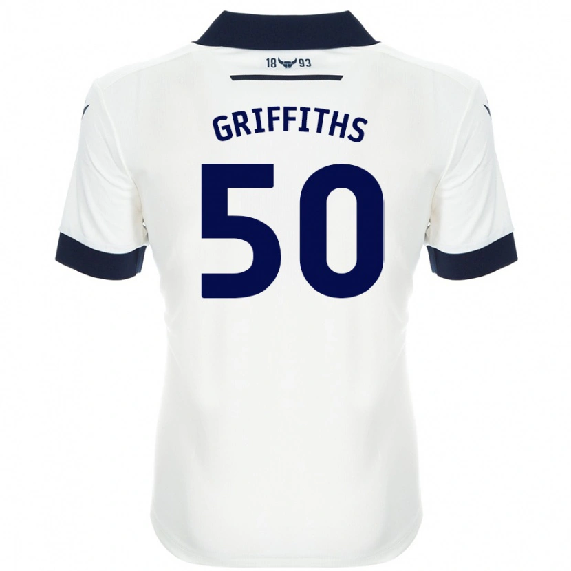 Danxen Enfant Maillot Louis Griffiths #50 Blanc Bleu Marine Tenues Extérieur 2024/25 T-Shirt