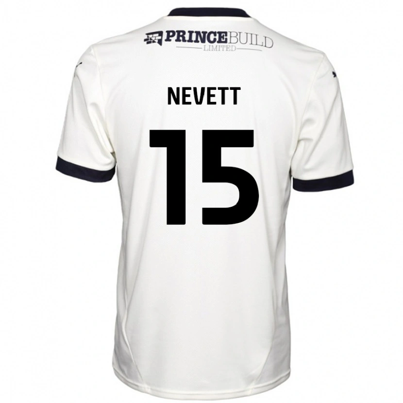 Danxen Enfant Maillot George Nevett #15 Blanc Cassé Noir Tenues Extérieur 2024/25 T-Shirt