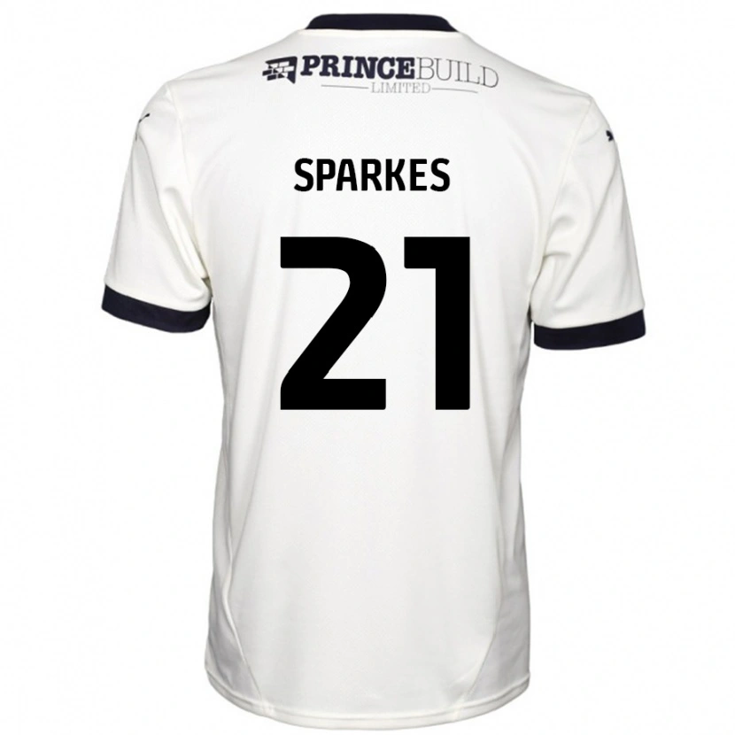 Danxen Enfant Maillot Jack Sparkes #21 Blanc Cassé Noir Tenues Extérieur 2024/25 T-Shirt