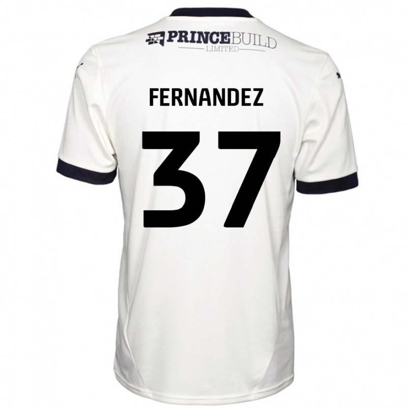 Danxen Enfant Maillot Emmanuel Fernandez #37 Blanc Cassé Noir Tenues Extérieur 2024/25 T-Shirt