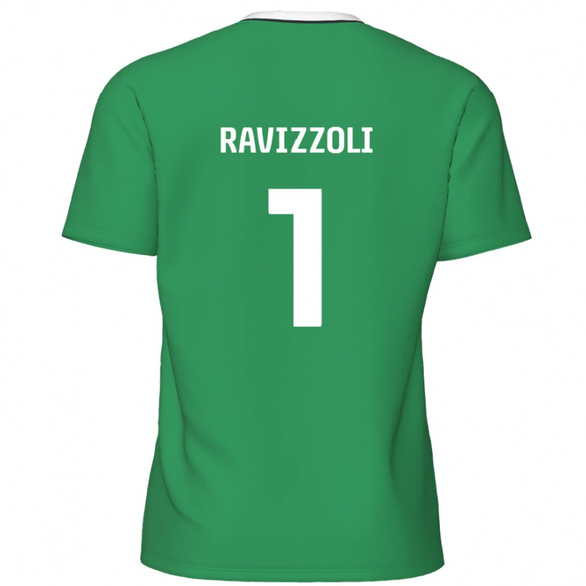 Danxen Enfant Maillot Franco Ravizzoli #1 Rayures Blanches Vertes Tenues Extérieur 2024/25 T-Shirt