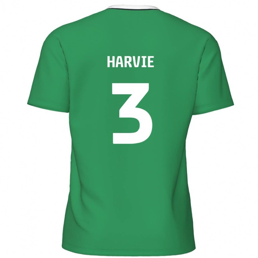 Danxen Enfant Maillot Daniel Harvie #3 Rayures Blanches Vertes Tenues Extérieur 2024/25 T-Shirt