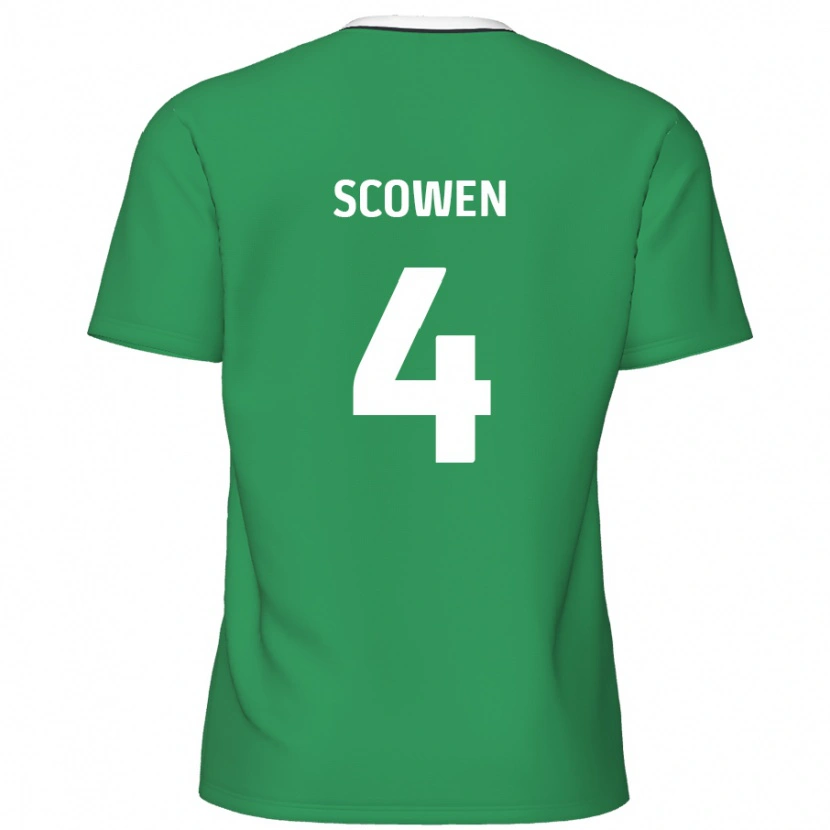 Danxen Enfant Maillot Josh Scowen #4 Rayures Blanches Vertes Tenues Extérieur 2024/25 T-Shirt