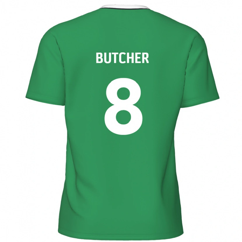 Danxen Enfant Maillot Matt Butcher #8 Rayures Blanches Vertes Tenues Extérieur 2024/25 T-Shirt