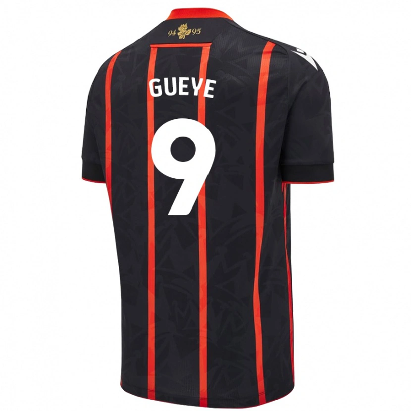 Danxen Enfant Maillot Makhtar Gueye #9 Noir Rouge Tenues Extérieur 2024/25 T-Shirt