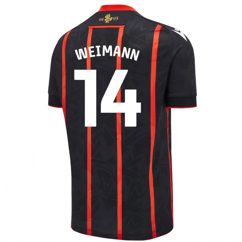 Danxen Enfant Maillot Andreas Weimann #14 Noir Rouge Tenues Extérieur 2024/25 T-Shirt