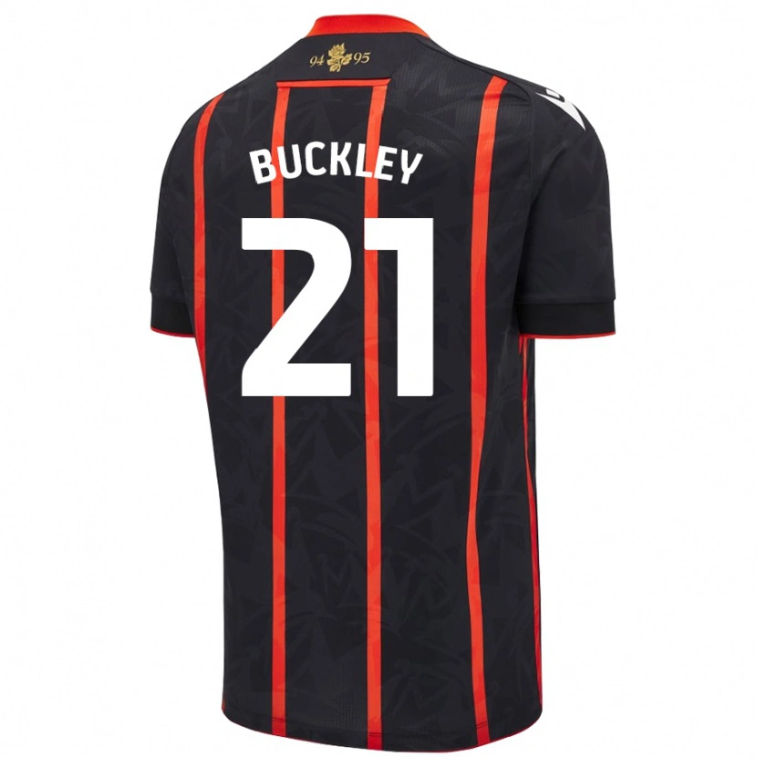 Danxen Enfant Maillot John Buckley #21 Noir Rouge Tenues Extérieur 2024/25 T-Shirt