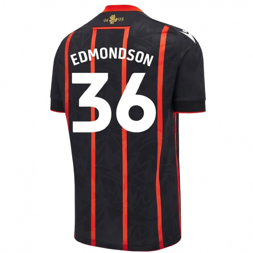 Danxen Enfant Maillot James Edmondson #36 Noir Rouge Tenues Extérieur 2024/25 T-Shirt