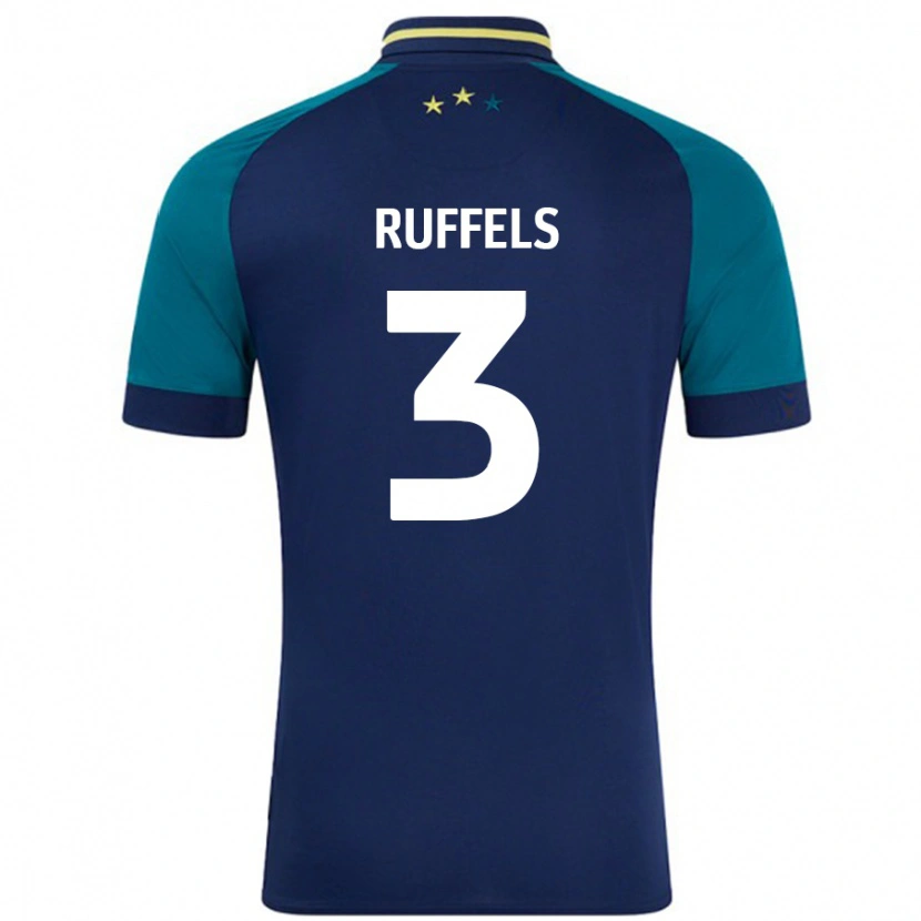 Danxen Enfant Maillot Josh Ruffels #3 Marine Vert Foncé Tenues Extérieur 2024/25 T-Shirt