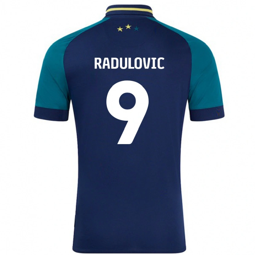 Danxen Enfant Maillot Bojan Radulovic #9 Marine Vert Foncé Tenues Extérieur 2024/25 T-Shirt