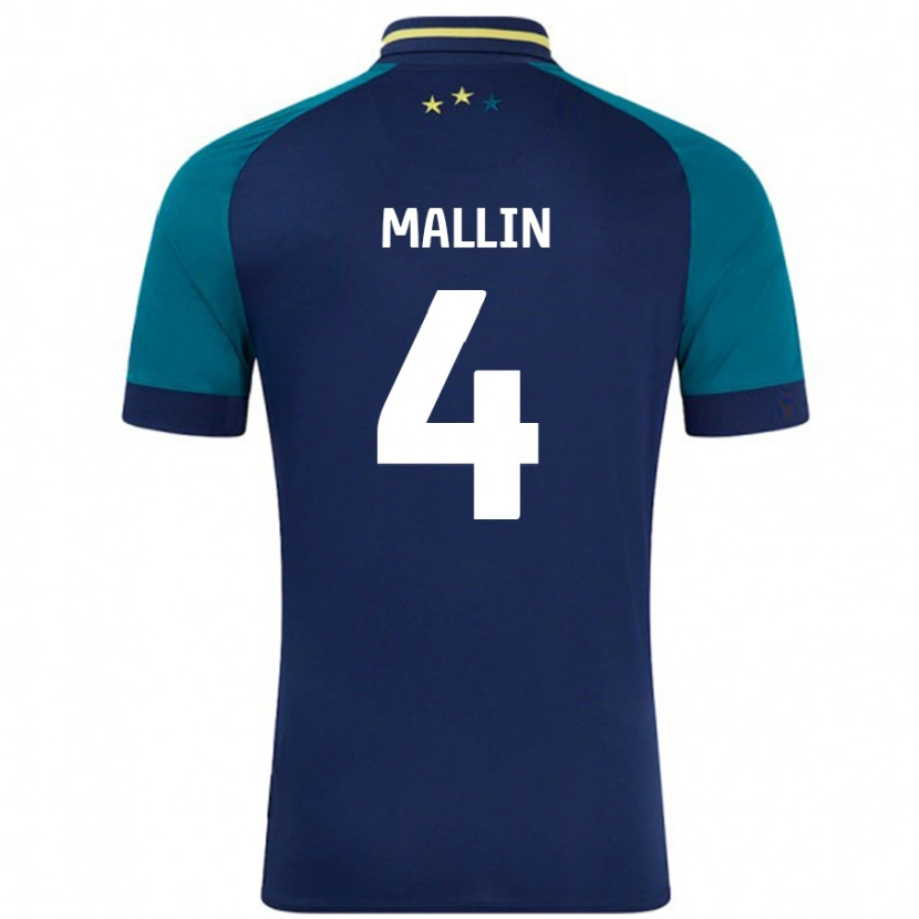 Danxen Enfant Maillot Kate Mallin #4 Marine Vert Foncé Tenues Extérieur 2024/25 T-Shirt