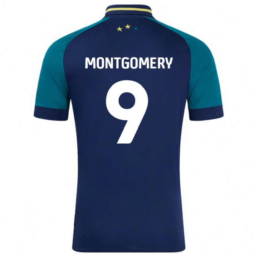 Danxen Enfant Maillot Ria Montgomery #9 Marine Vert Foncé Tenues Extérieur 2024/25 T-Shirt