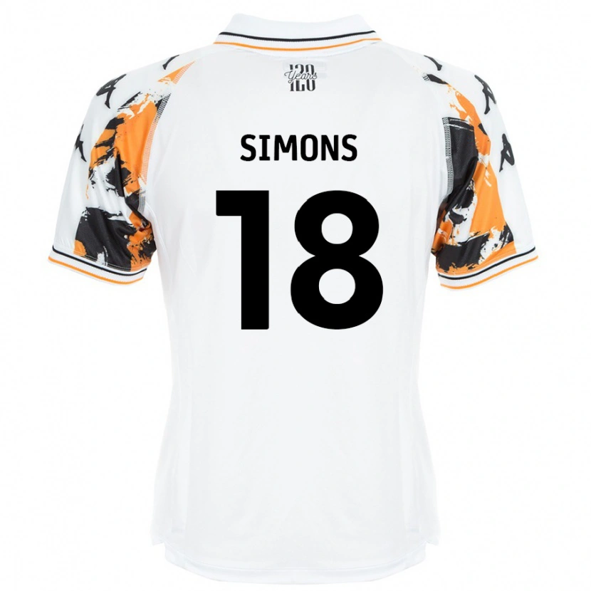 Danxen Enfant Maillot Xavier Simons #18 Blanc Tenues Extérieur 2024/25 T-Shirt