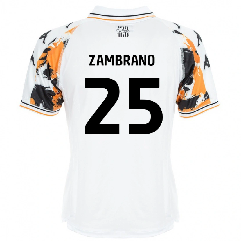 Danxen Enfant Maillot Óscar Zambrano #25 Blanc Tenues Extérieur 2024/25 T-Shirt