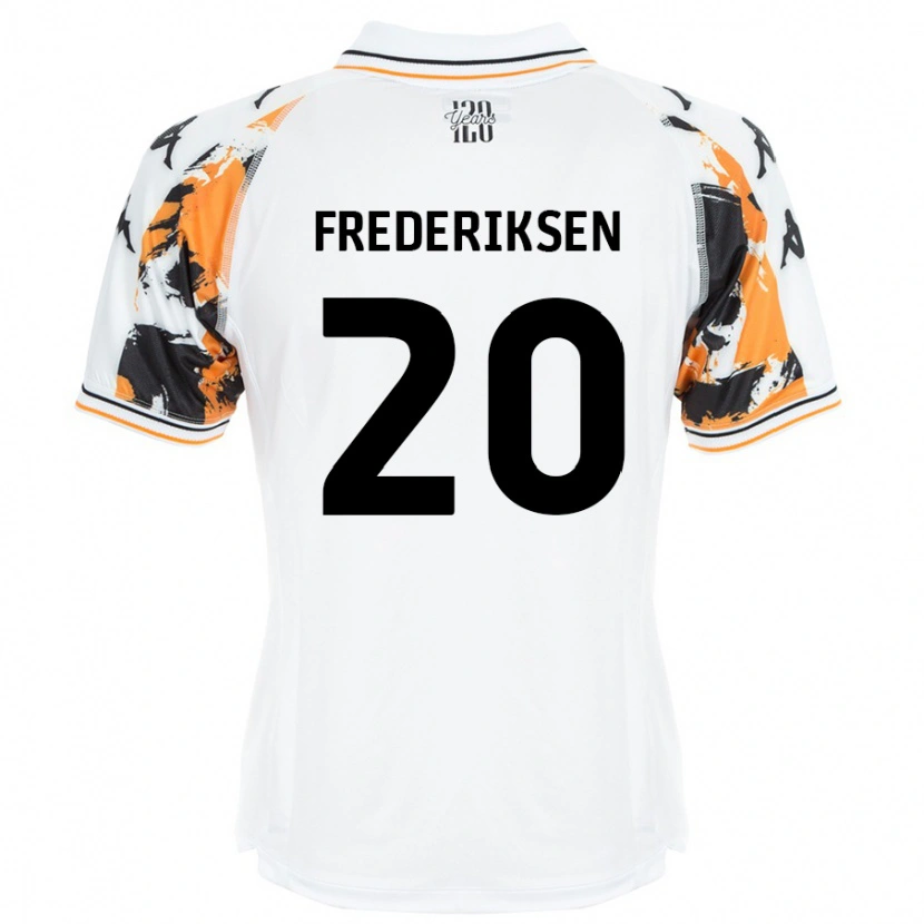 Danxen Enfant Maillot Abbey Frederiksen #20 Blanc Tenues Extérieur 2024/25 T-Shirt