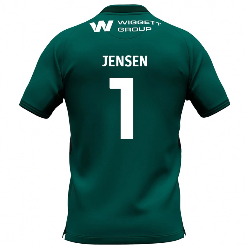 Danxen Enfant Maillot Lukas Jensen #1 Vert Tenues Extérieur 2024/25 T-Shirt