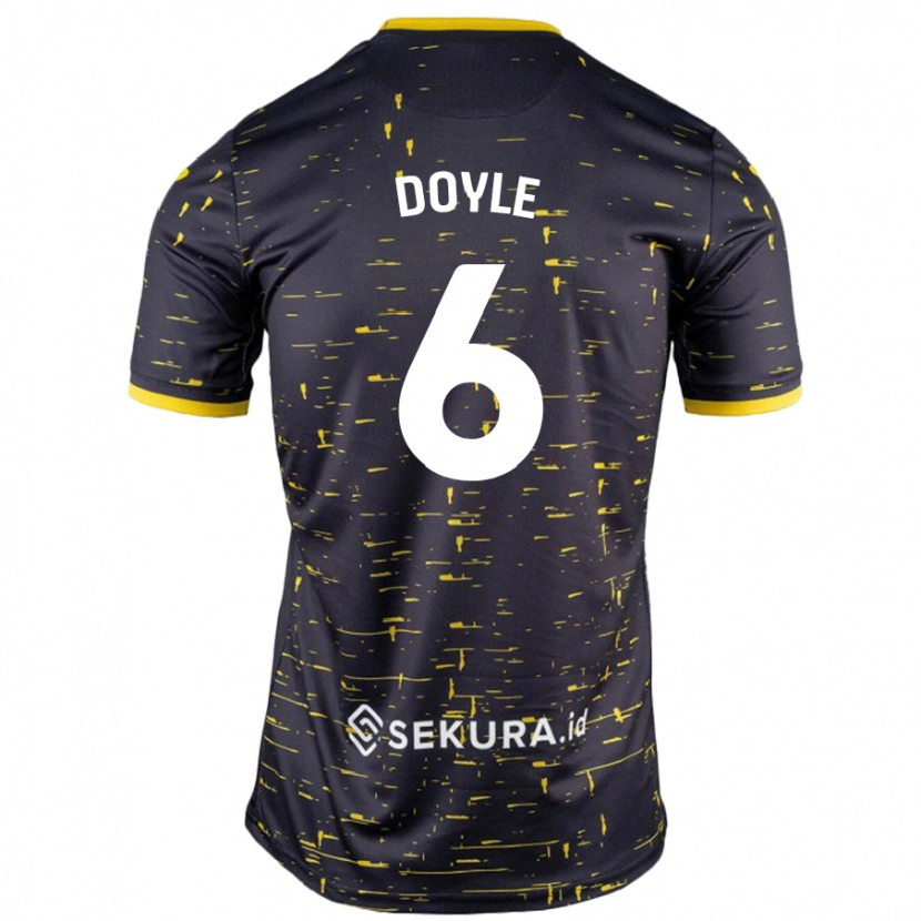 Danxen Enfant Maillot Callum Doyle #6 Noir Jaune Tenues Extérieur 2024/25 T-Shirt