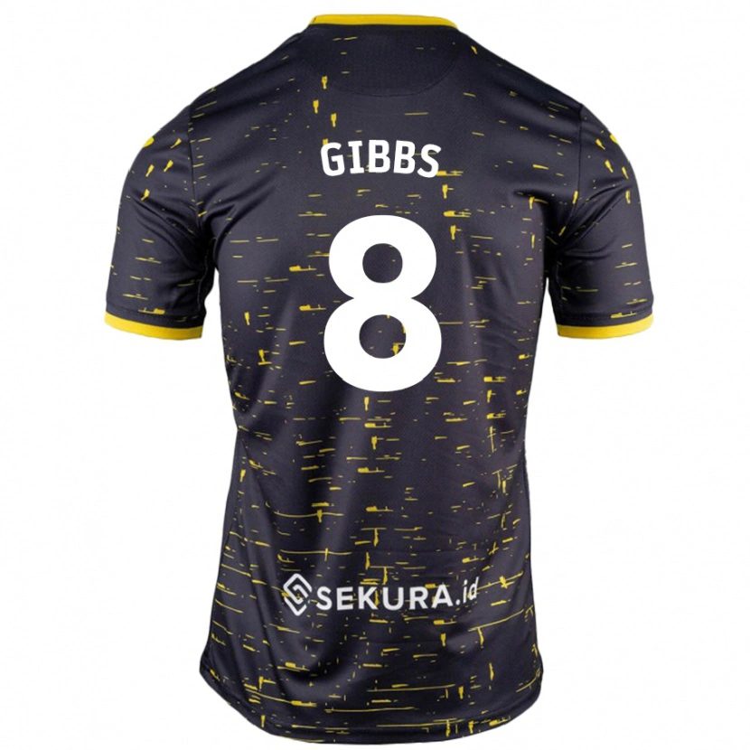 Danxen Enfant Maillot Liam Gibbs #8 Noir Jaune Tenues Extérieur 2024/25 T-Shirt