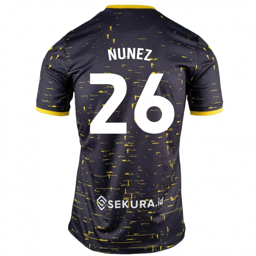 Danxen Enfant Maillot Marcelino Núñez #26 Noir Jaune Tenues Extérieur 2024/25 T-Shirt