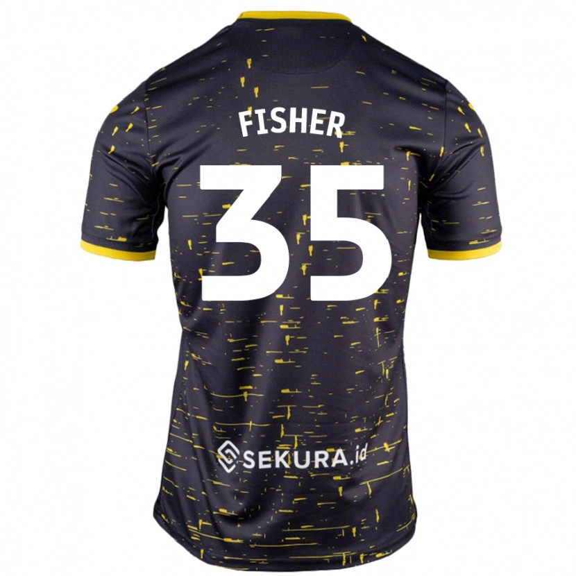 Danxen Enfant Maillot Kellen Fisher #35 Noir Jaune Tenues Extérieur 2024/25 T-Shirt