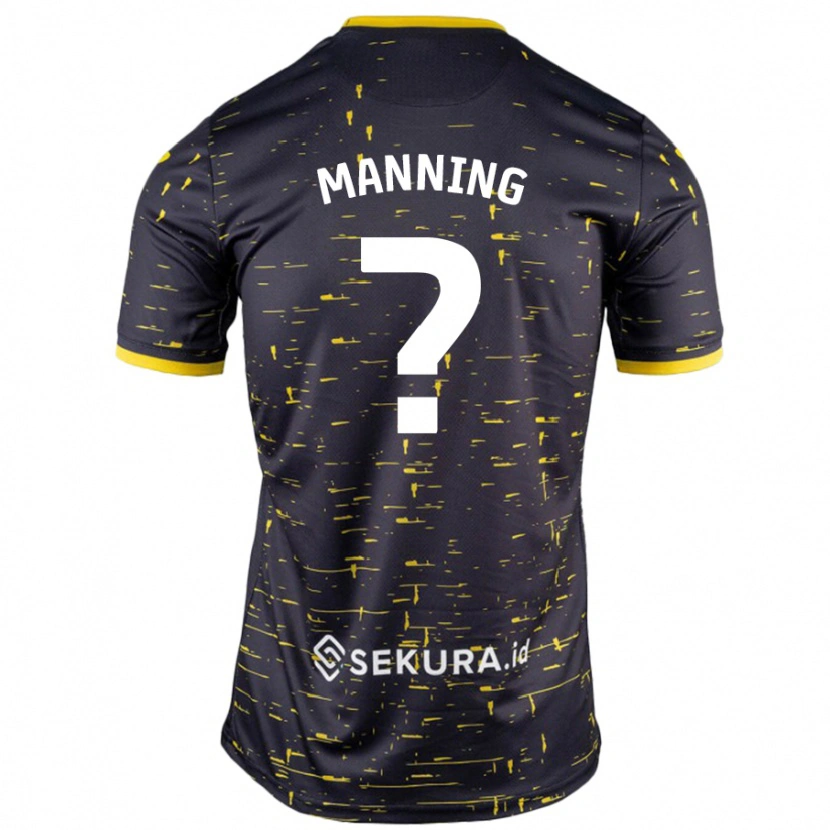 Danxen Enfant Maillot Adian Manning #0 Noir Jaune Tenues Extérieur 2024/25 T-Shirt