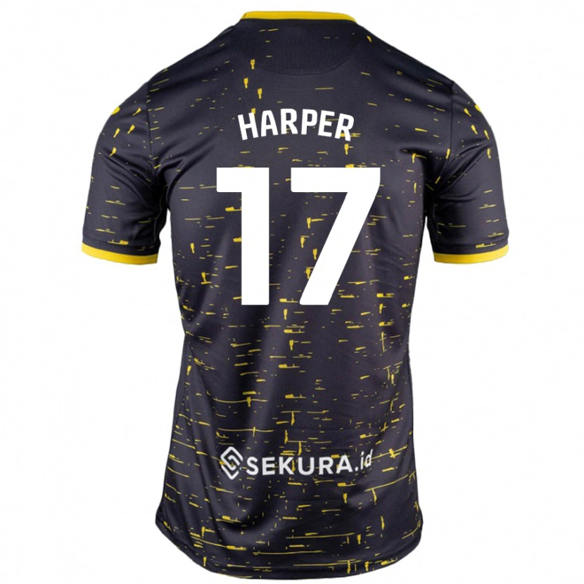 Danxen Enfant Maillot Jess Harper #17 Noir Jaune Tenues Extérieur 2024/25 T-Shirt