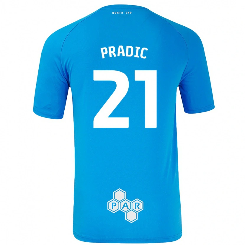 Danxen Enfant Maillot James Pradic #21 Bleu Ciel Tenues Extérieur 2024/25 T-Shirt