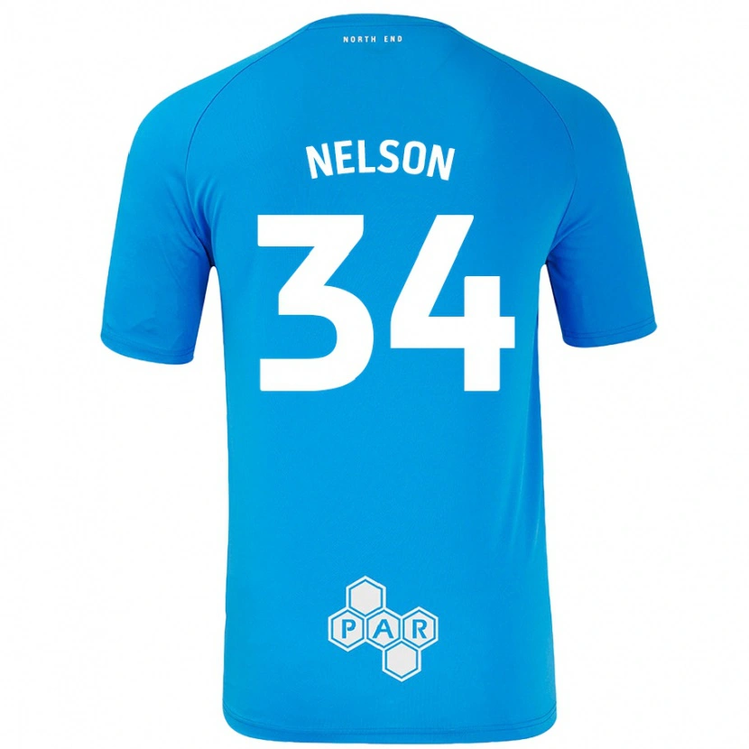 Danxen Enfant Maillot Kitt Nelson #34 Bleu Ciel Tenues Extérieur 2024/25 T-Shirt