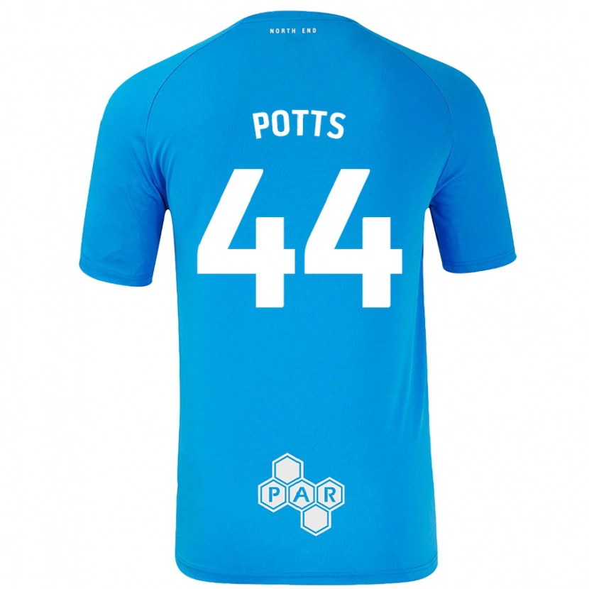 Danxen Enfant Maillot Brad Potts #44 Bleu Ciel Tenues Extérieur 2024/25 T-Shirt