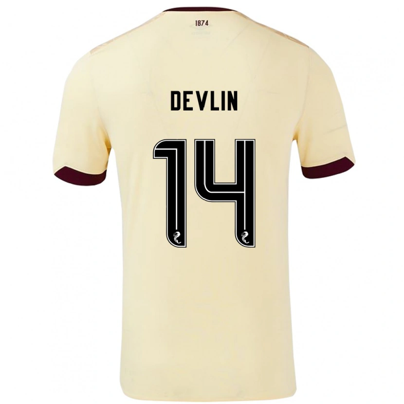 Danxen Enfant Maillot Cammy Devlin #14 Crème Bordeaux Tenues Extérieur 2024/25 T-Shirt