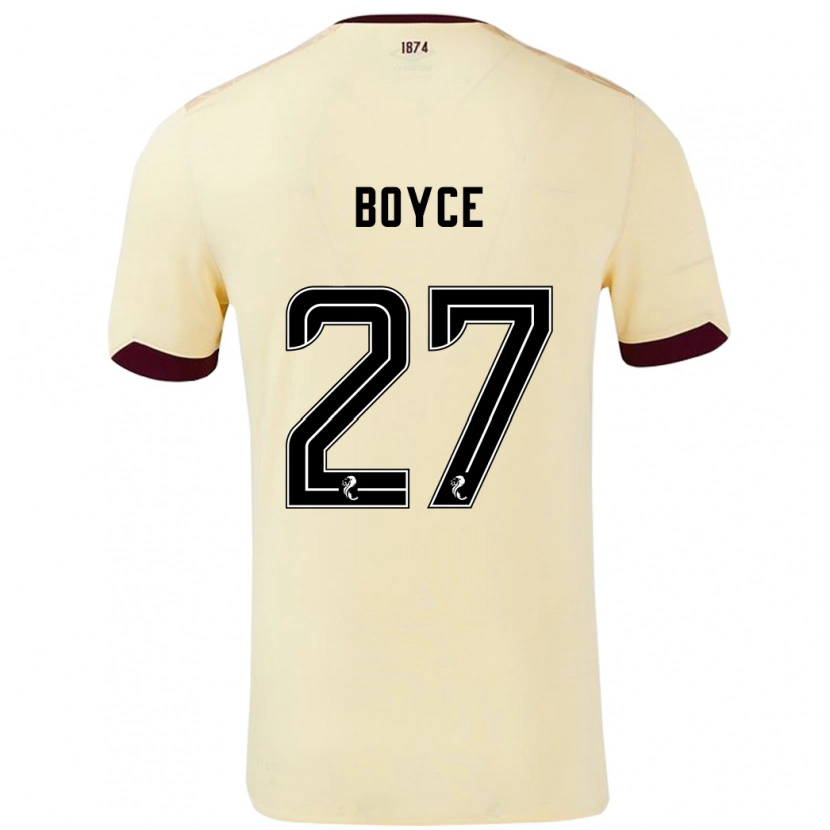 Danxen Enfant Maillot Liam Boyce #27 Crème Bordeaux Tenues Extérieur 2024/25 T-Shirt