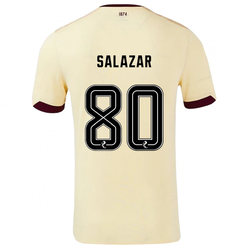 Danxen Enfant Maillot Andrés Salazar #80 Crème Bordeaux Tenues Extérieur 2024/25 T-Shirt