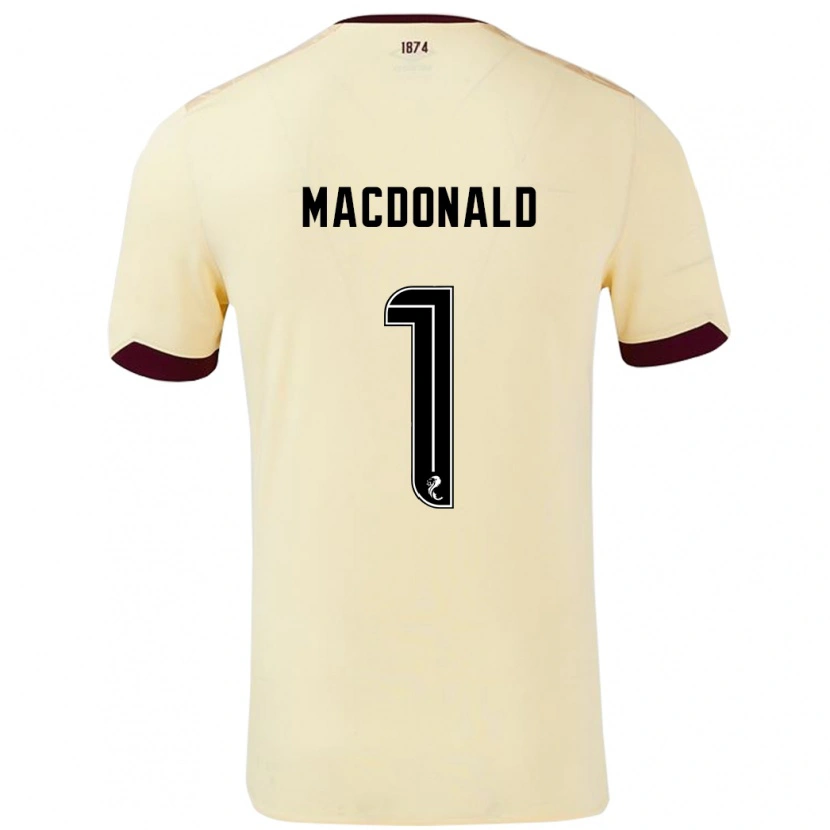 Danxen Enfant Maillot Jamie Macdonald #1 Crème Bordeaux Tenues Extérieur 2024/25 T-Shirt