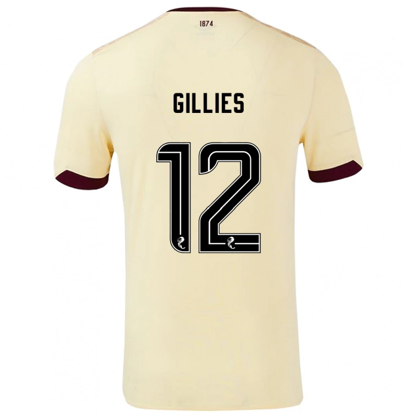 Danxen Enfant Maillot Matthew Gillies #12 Crème Bordeaux Tenues Extérieur 2024/25 T-Shirt