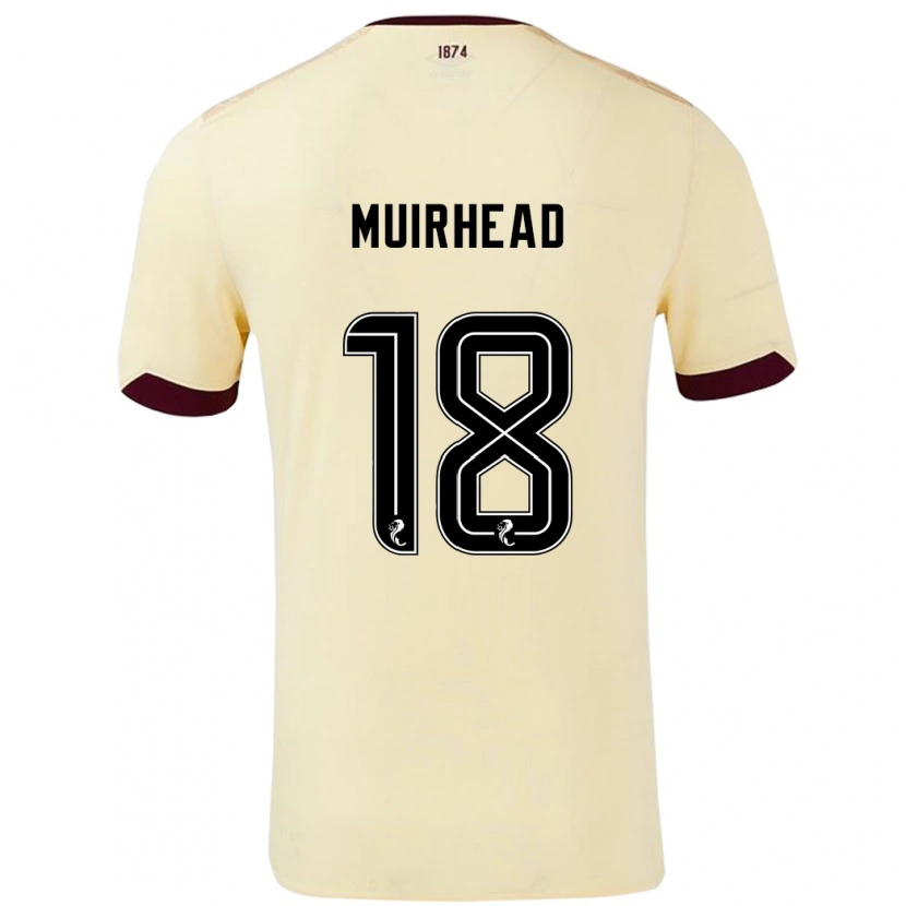 Danxen Enfant Maillot Owen Muirhead #18 Crème Bordeaux Tenues Extérieur 2024/25 T-Shirt