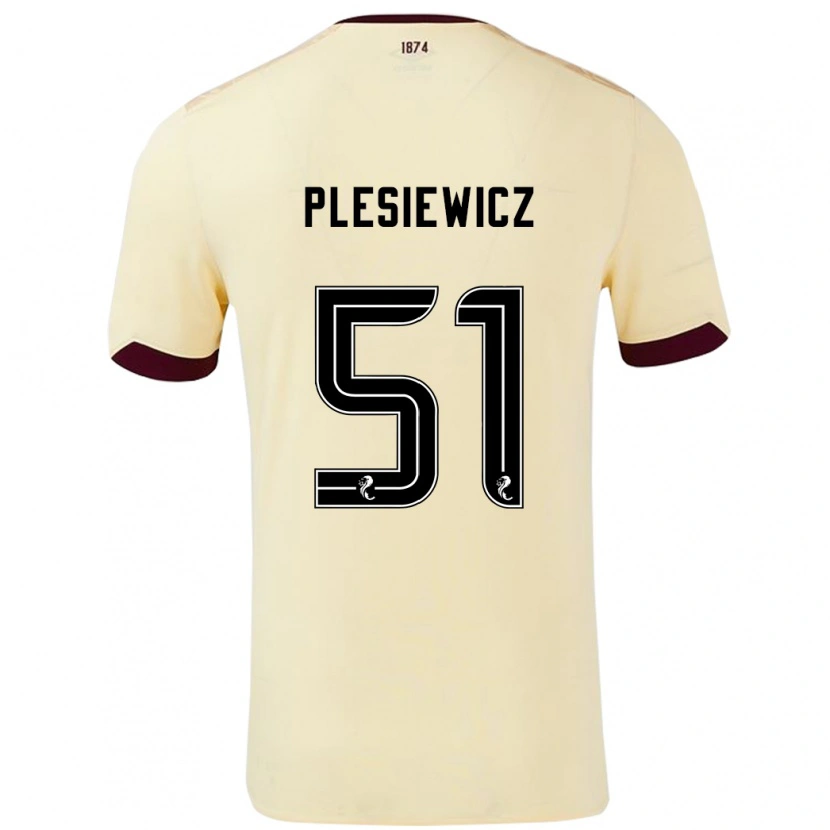 Danxen Enfant Maillot Szymon Plesiewicz #51 Crème Bordeaux Tenues Extérieur 2024/25 T-Shirt