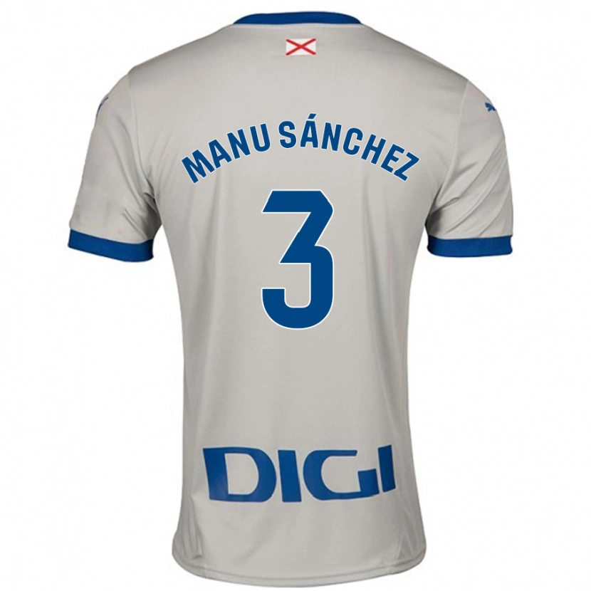 Danxen Enfant Maillot Manu Sánchez #3 Gris Clair Tenues Extérieur 2024/25 T-Shirt